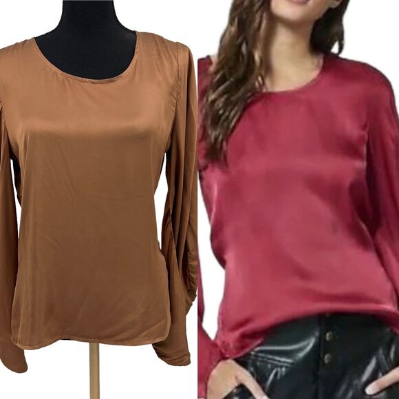 Young Fabulous & Broke Rosie Button Back Blouse In Burnt Sienna Workwear Med‎ - Picture 1 of 8